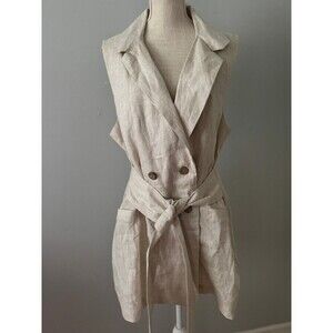 ANOTAH | Woman 100% Linen Belted Shirt Dress Size XL Lagenlook Minimalist